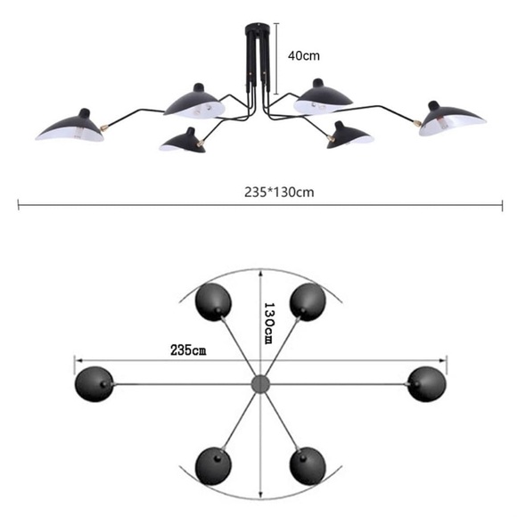 Modern Black Ceiling Light Fixture - Picture 3 of 5